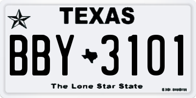 TX license plate BBY3101