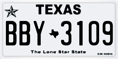 TX license plate BBY3109