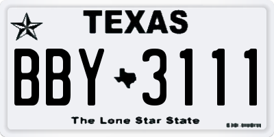 TX license plate BBY3111