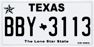 TX license plate BBY3113