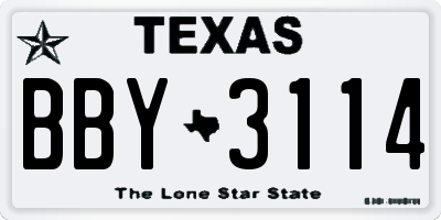 TX license plate BBY3114