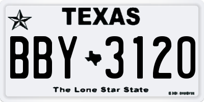 TX license plate BBY3120