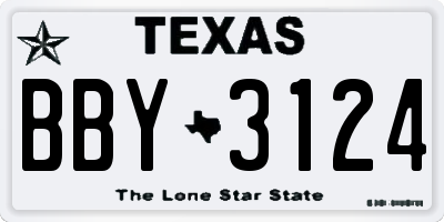TX license plate BBY3124