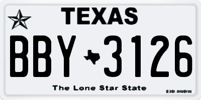 TX license plate BBY3126