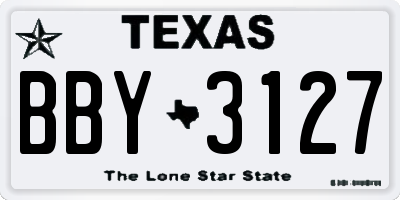 TX license plate BBY3127