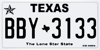 TX license plate BBY3133