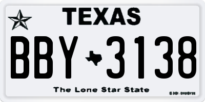 TX license plate BBY3138