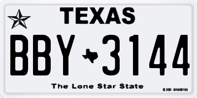 TX license plate BBY3144