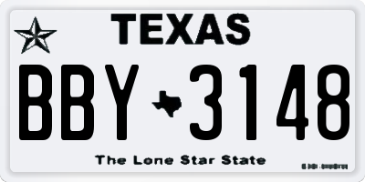 TX license plate BBY3148