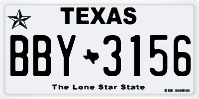 TX license plate BBY3156