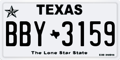 TX license plate BBY3159