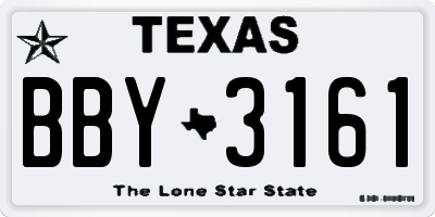 TX license plate BBY3161