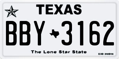 TX license plate BBY3162