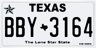 TX license plate BBY3164