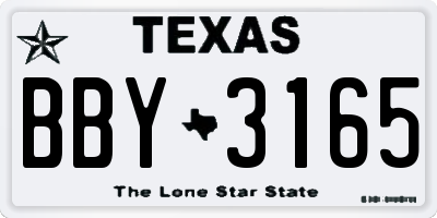 TX license plate BBY3165