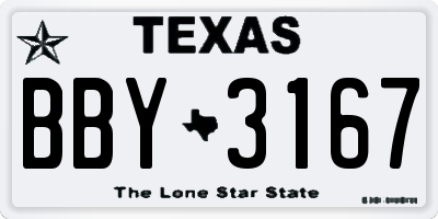TX license plate BBY3167