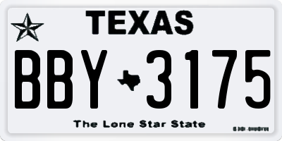 TX license plate BBY3175