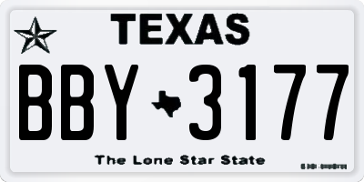 TX license plate BBY3177