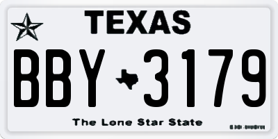 TX license plate BBY3179