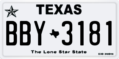 TX license plate BBY3181