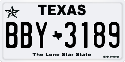 TX license plate BBY3189