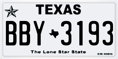 TX license plate BBY3193