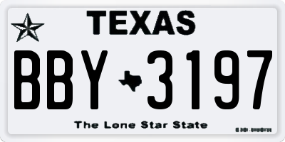 TX license plate BBY3197