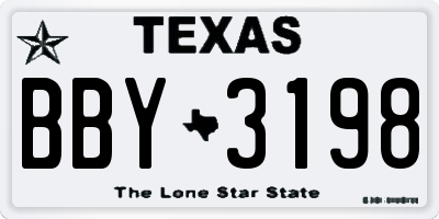 TX license plate BBY3198