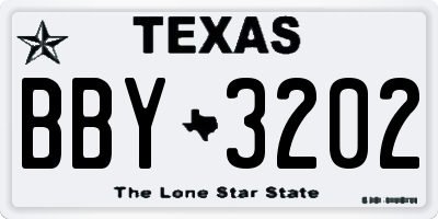 TX license plate BBY3202