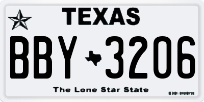TX license plate BBY3206