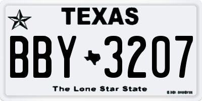 TX license plate BBY3207