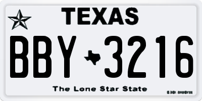 TX license plate BBY3216