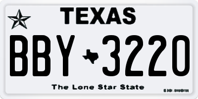 TX license plate BBY3220