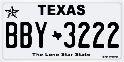 TX license plate BBY3222