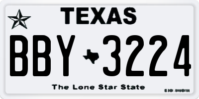 TX license plate BBY3224