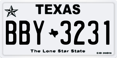 TX license plate BBY3231