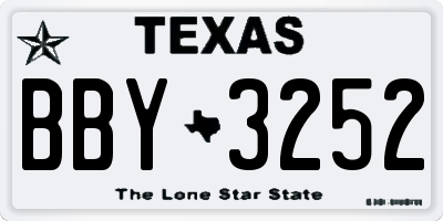 TX license plate BBY3252