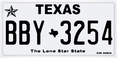 TX license plate BBY3254