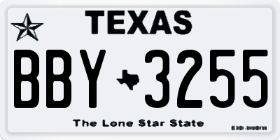 TX license plate BBY3255