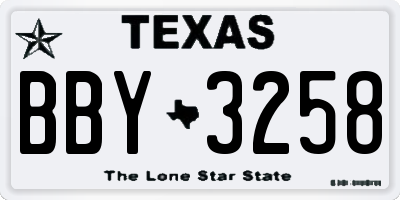 TX license plate BBY3258