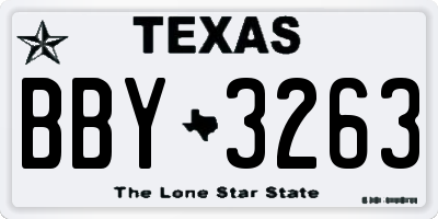 TX license plate BBY3263