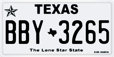 TX license plate BBY3265
