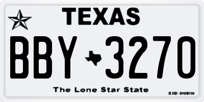 TX license plate BBY3270