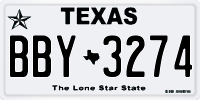 TX license plate BBY3274