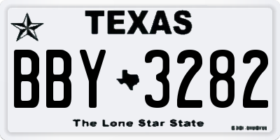 TX license plate BBY3282