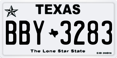 TX license plate BBY3283