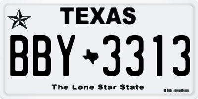 TX license plate BBY3313