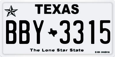 TX license plate BBY3315
