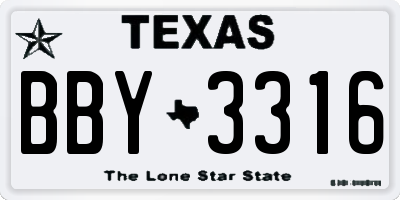 TX license plate BBY3316