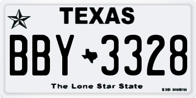 TX license plate BBY3328